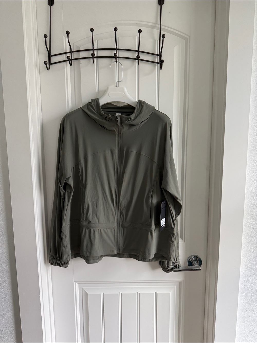Lightweight Olive/Moss Green Hooded Zip Jacket
